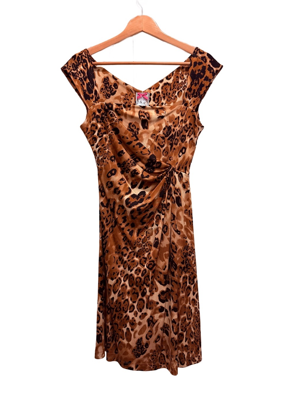 Anthropologie Yoana Baraschi 100% Silk Leopard Print Sheath stretch Dress M EUC